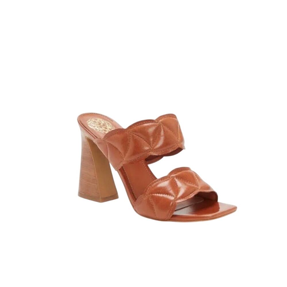 Vince Camuto Brown Leather 4" Block Heel Shoes - Size 9.5